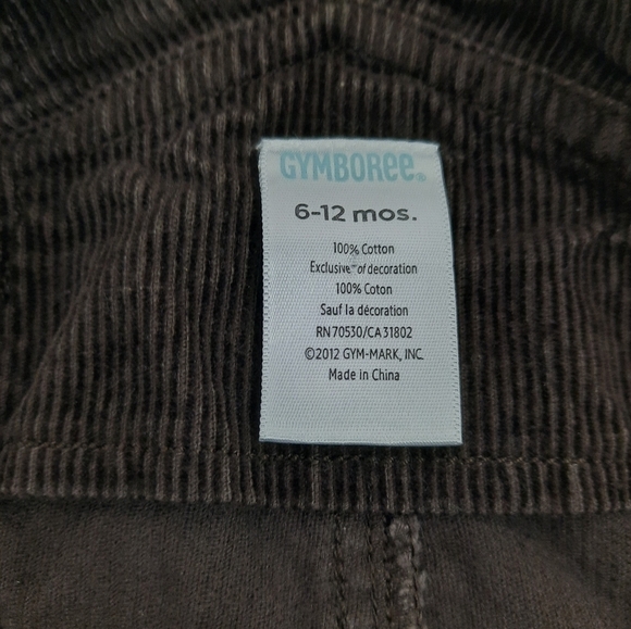 Gymboree Courdory Cargo Overalls Brown Embroidered Deer Size 6-12 Months… - Picture 7 of 9